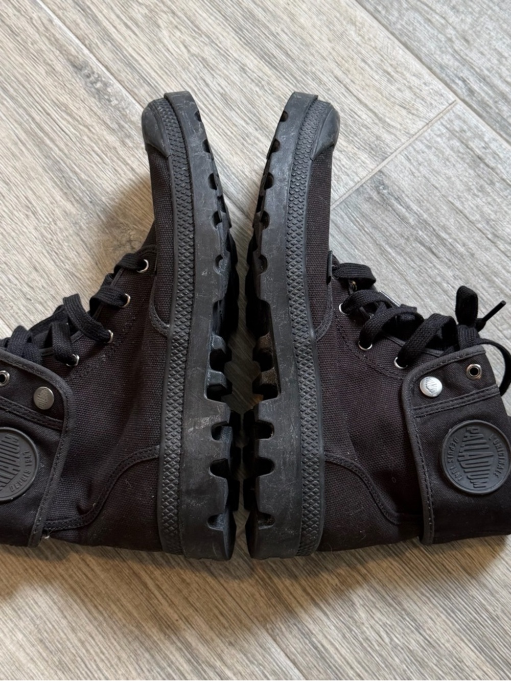 Palladium Baggy 02353-060-M Mens 10.5 Black Canvas Lug Sole Platform Combat Boot - Picture 6 of 10